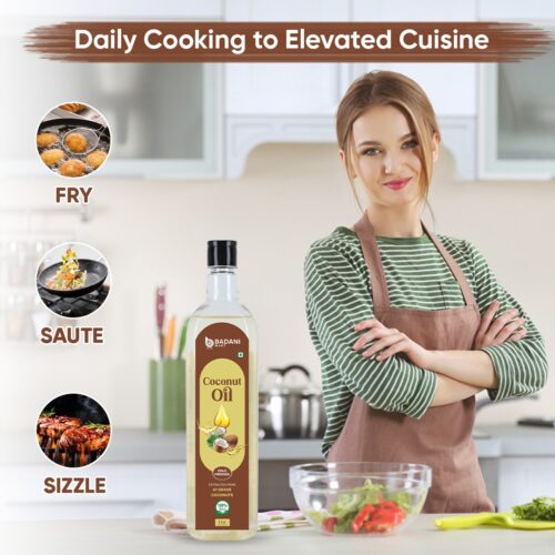 Badani™  Cold Pressed Coconut Cooking Oil - Available 500 ML and 1 Litre - Image 4
