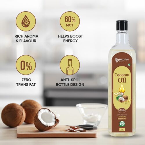 Badani™  Cold Pressed Coconut Cooking Oil - Available 500 ML and 1 Litre - Image 3