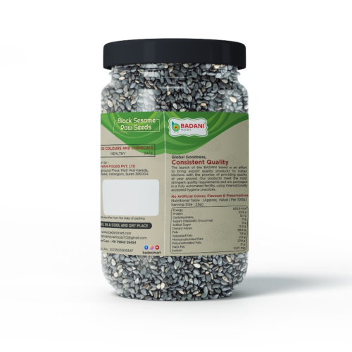 Badani™ Premium Whole Black Sesame Raw Seeds Jar