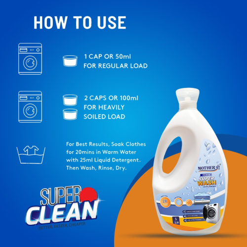 MOTHER श्री Premium Super Wash – Laundry Detergent (1 Ltr, 2 Ltr & 5 Ltr)