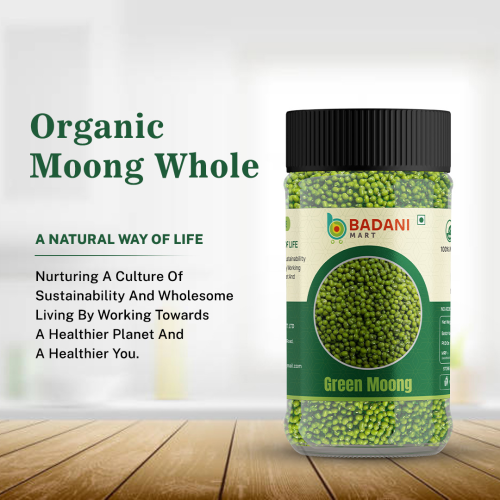 Badani™ Unpolished Organic Green Moong Dal Jar - 1 Kg - Image 2