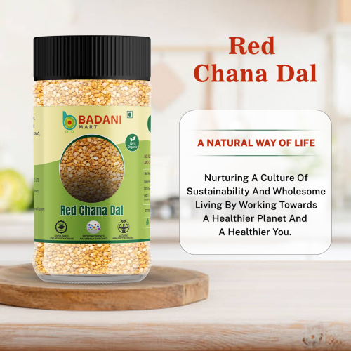 Badani™ Unpolished Organic Red Chana Dal Jar - 1 Kg - Image 3