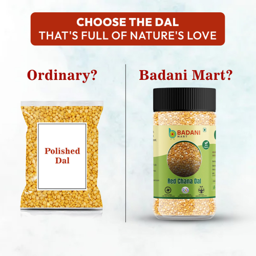 Badani™ Unpolished Organic Red Chana Dal Jar - 1 Kg - Image 4