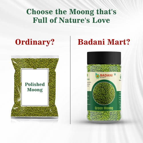 Badani™ Unpolished Organic Green Moong Dal Jar - 1 Kg - Image 5