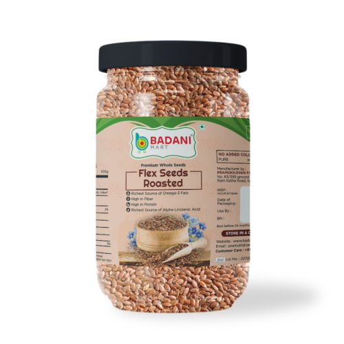 Badani™ Premium Roasted Whole Flex Seeds Jar – 450g
