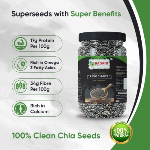 Badani™ Premium Whole Chia Seeds Jar(450 gm) - Image 2