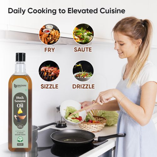 Badani™ Cold-Pressed Black Sesame Cooking Oil – 100% Pure (Available in 500ml & 1L) - Image 4